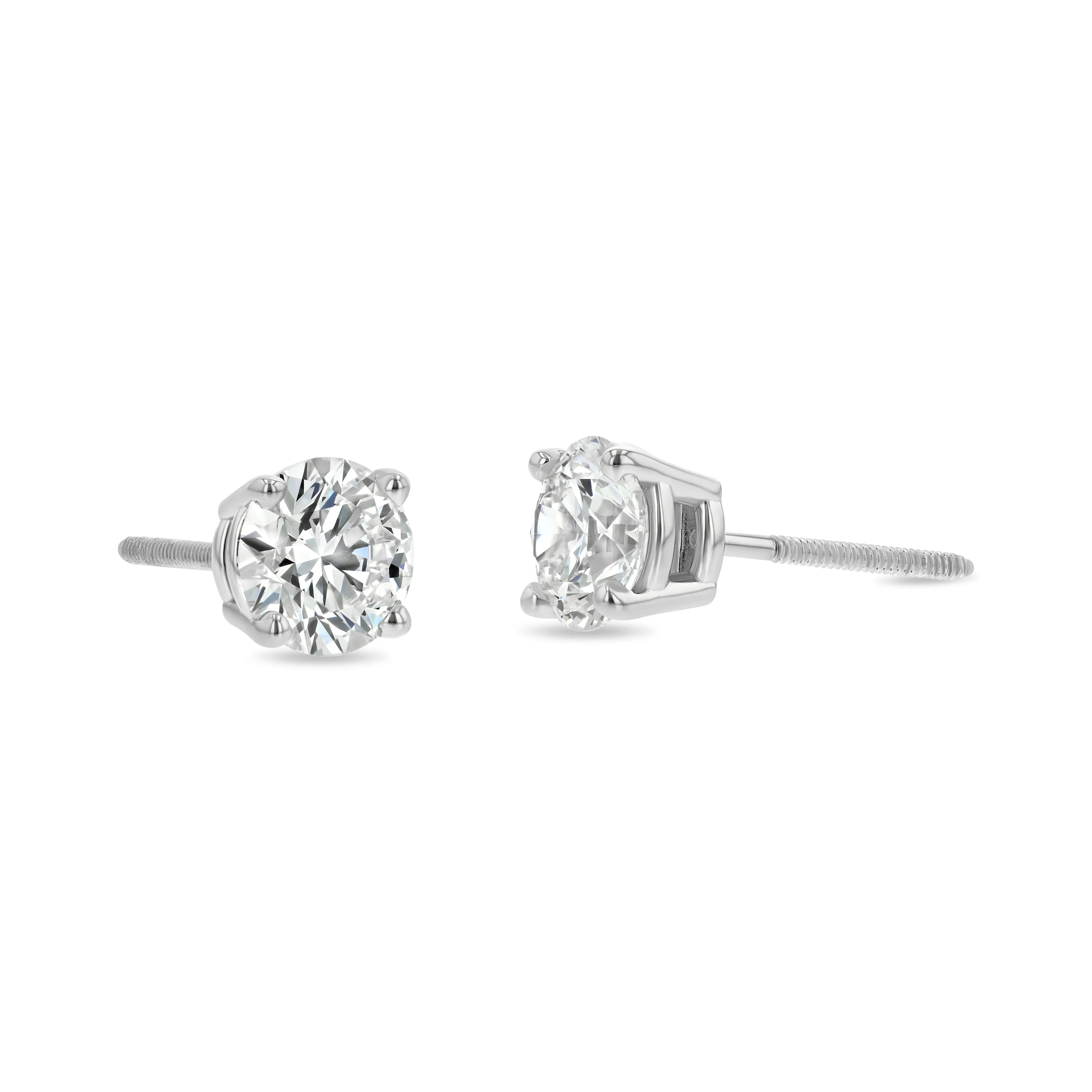 18k White Gold 4-prong Round Brilliant Diamond Stud Earrings (0.22 Ct. T.w., Vs1-vs2 Clarity, H-i Color)