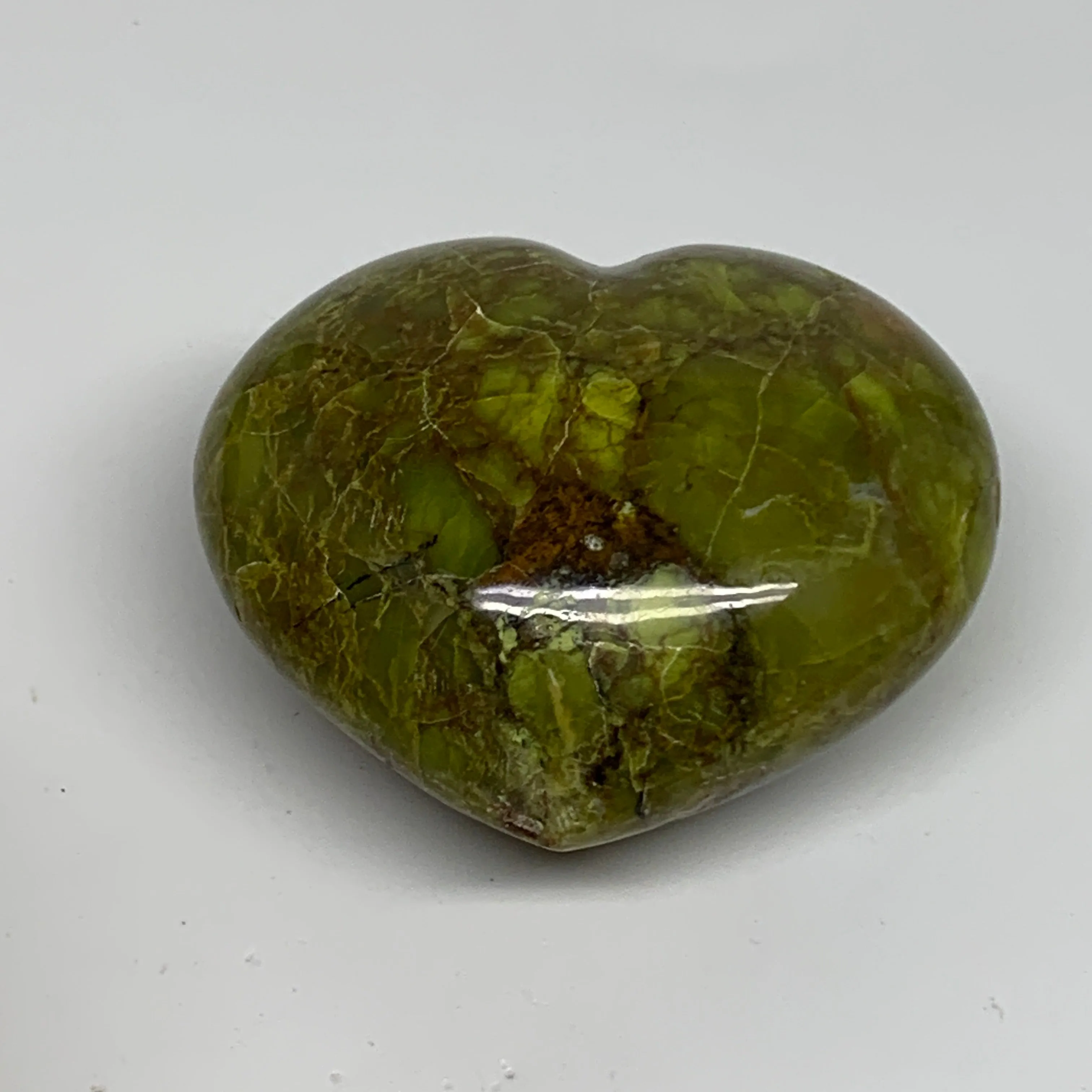 195.9g, 2.6"x2.9"x1.5", Green Opal Heart Polished Gemstone Crystal, B35585