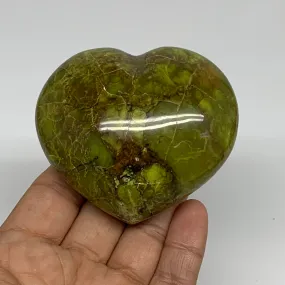 195.9g, 2.6"x2.9"x1.5", Green Opal Heart Polished Gemstone Crystal, B35585