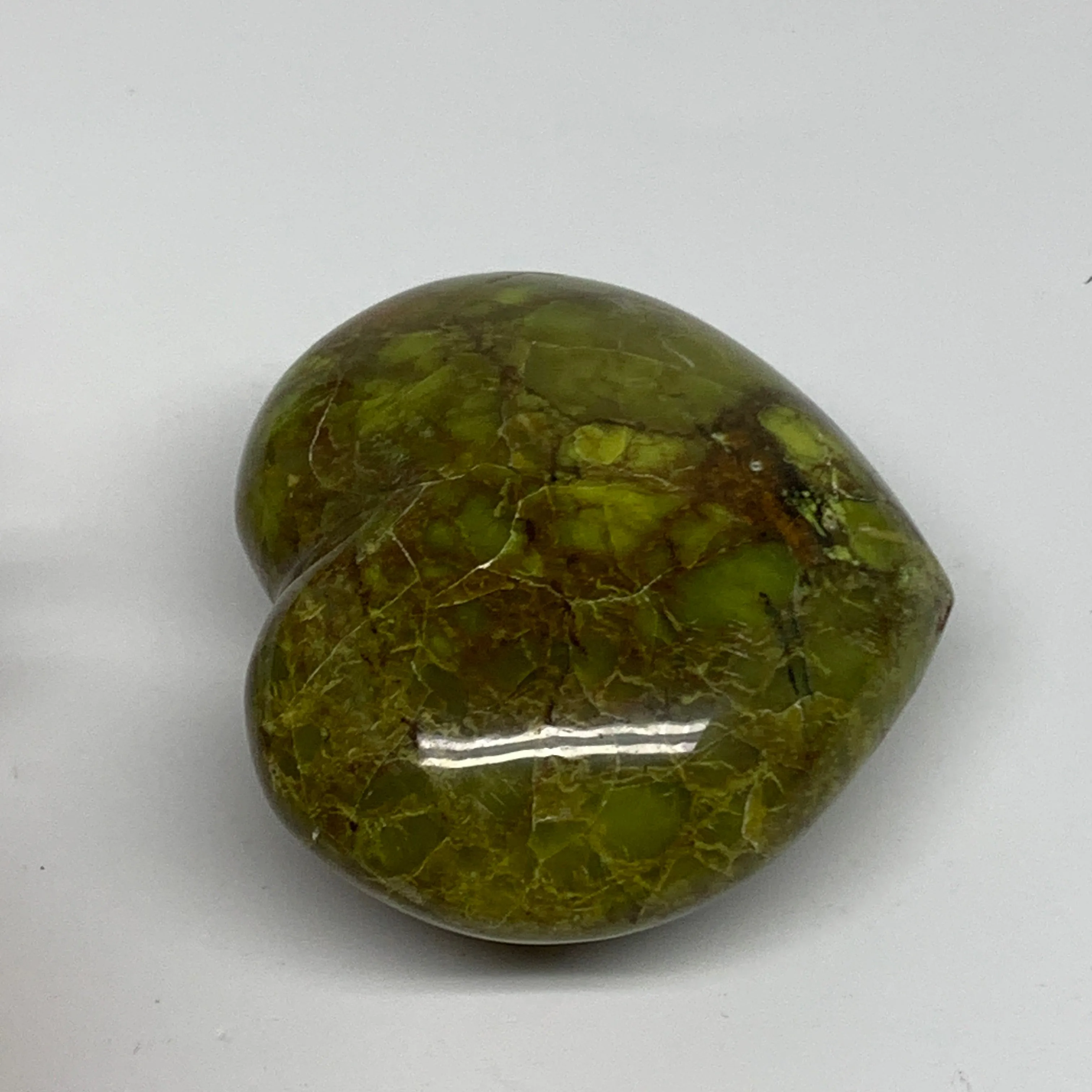 195.9g, 2.6"x2.9"x1.5", Green Opal Heart Polished Gemstone Crystal, B35585