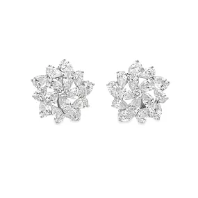 2.16ct 18k White Gold Diamond Cluster Earrings