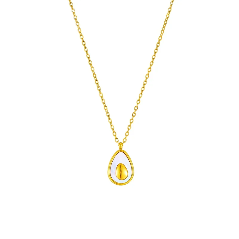 316L Stainless Steel Shell Avocado Pendant Necklace For Women