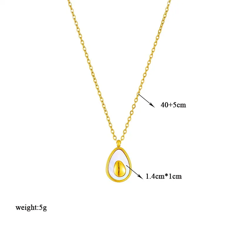 316L Stainless Steel Shell Avocado Pendant Necklace For Women
