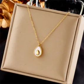 316L Stainless Steel Shell Avocado Pendant Necklace For Women