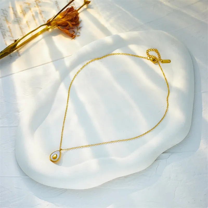 316L Stainless Steel Shell Avocado Pendant Necklace For Women
