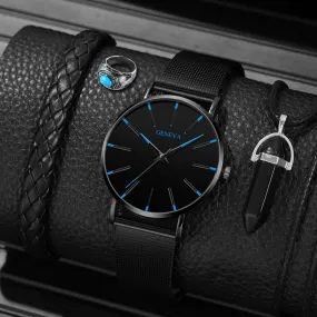5pcs Set Minimalist Mens Fashion Ultra Thin Watches