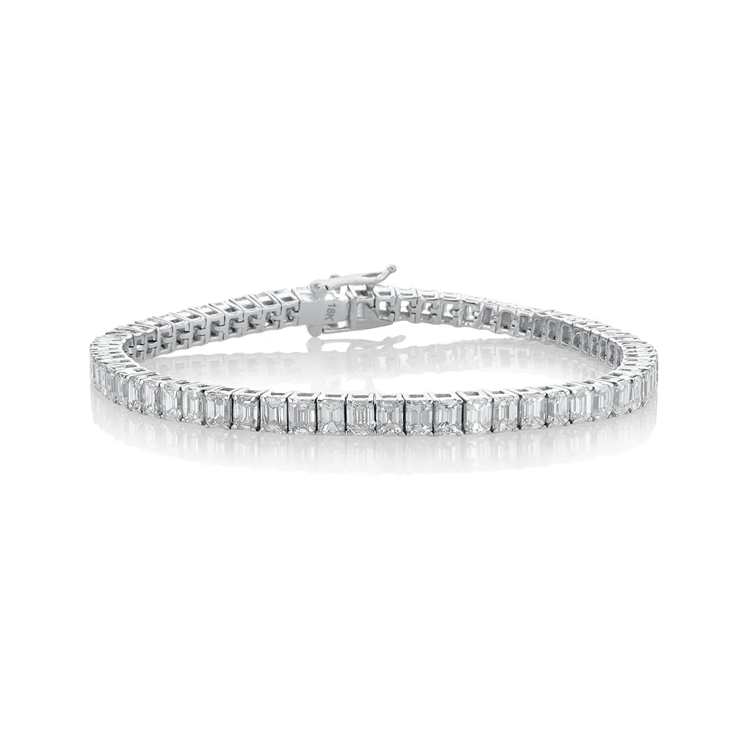 9.75 Cttw Emerald Cut Diamond 18K White Gold Tennis Bracelet