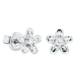 9ct White Gold .04ct Diamond Flower Stud Earrings