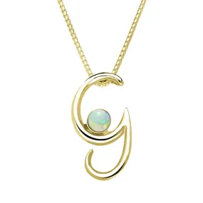 9ct Yellow Gold Opal Love Letters Initial G Necklace