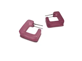 Amethyst Frosted Small Square Hoop Earrings