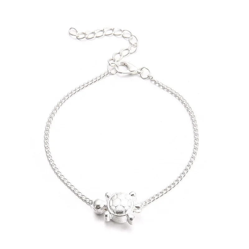 Anklets For Women Men Antique Silver Color Turtle Rope Ankle Bracelet