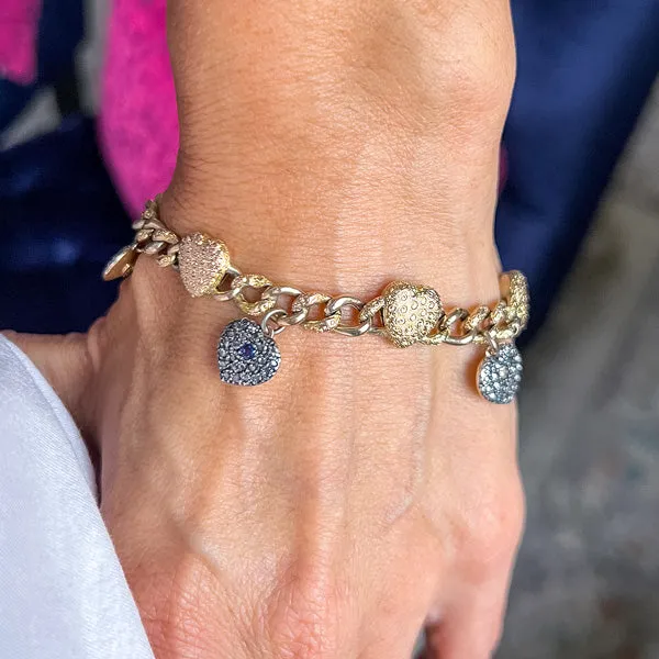 Antique Emerald, Sapphire, Amethyst & Diamond Heart Bracelet