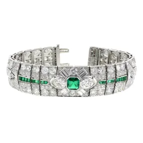 Art Deco Emerald & Diamond Bracelet
