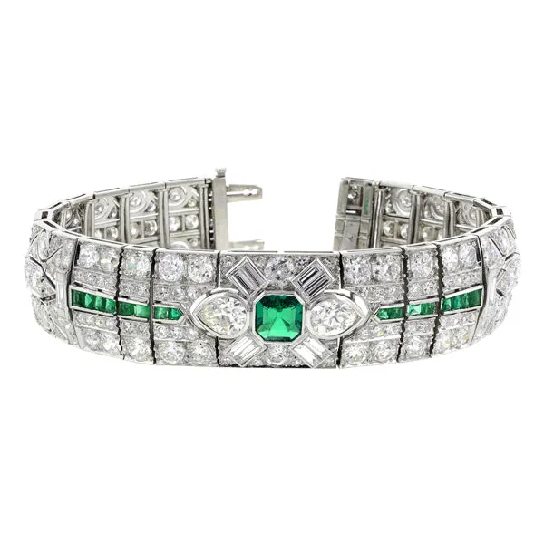 Art Deco Emerald & Diamond Bracelet