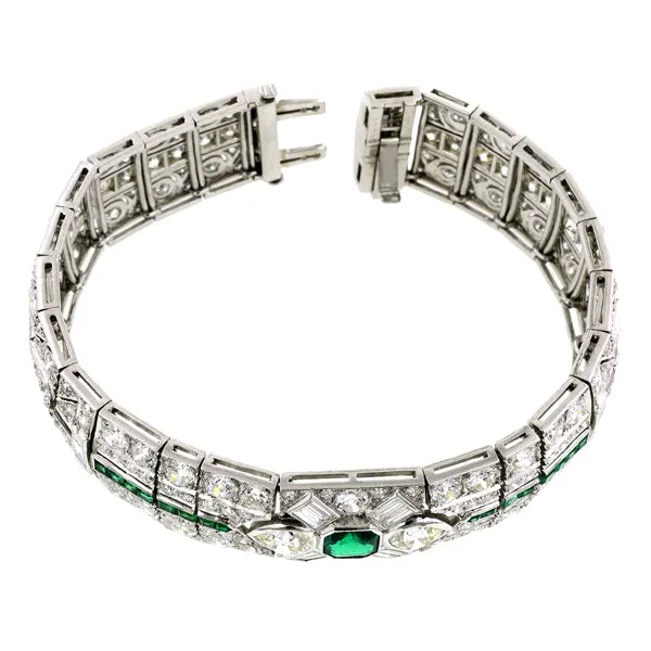 Art Deco Emerald & Diamond Bracelet