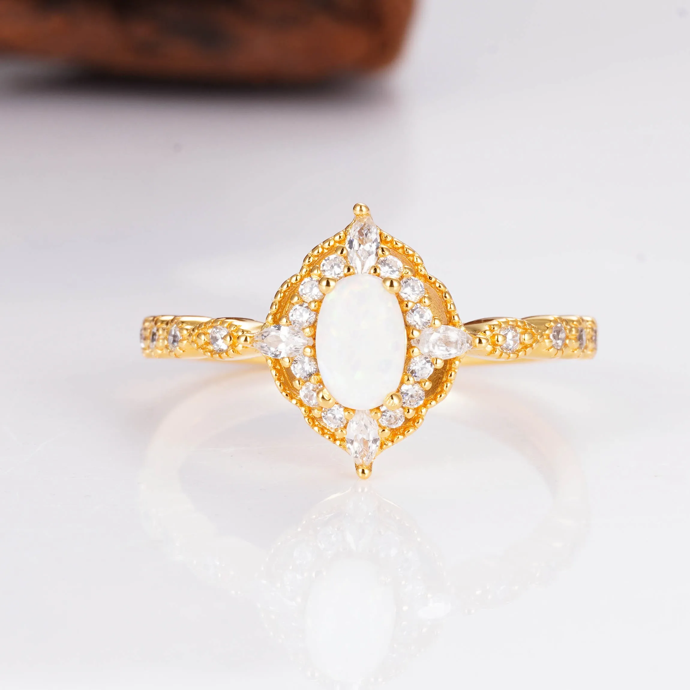 Ash Opal Ring Gold