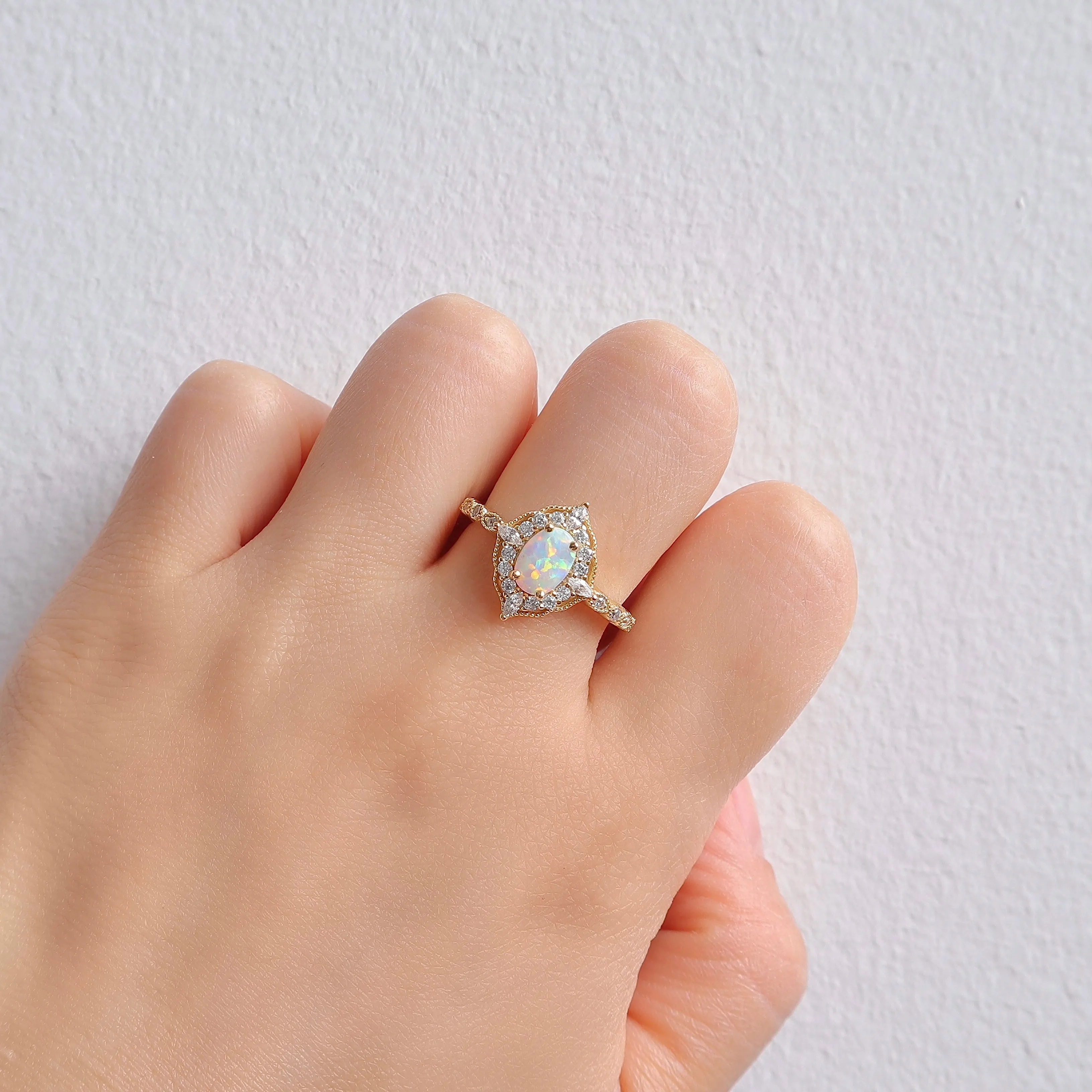 Ash Opal Ring Gold