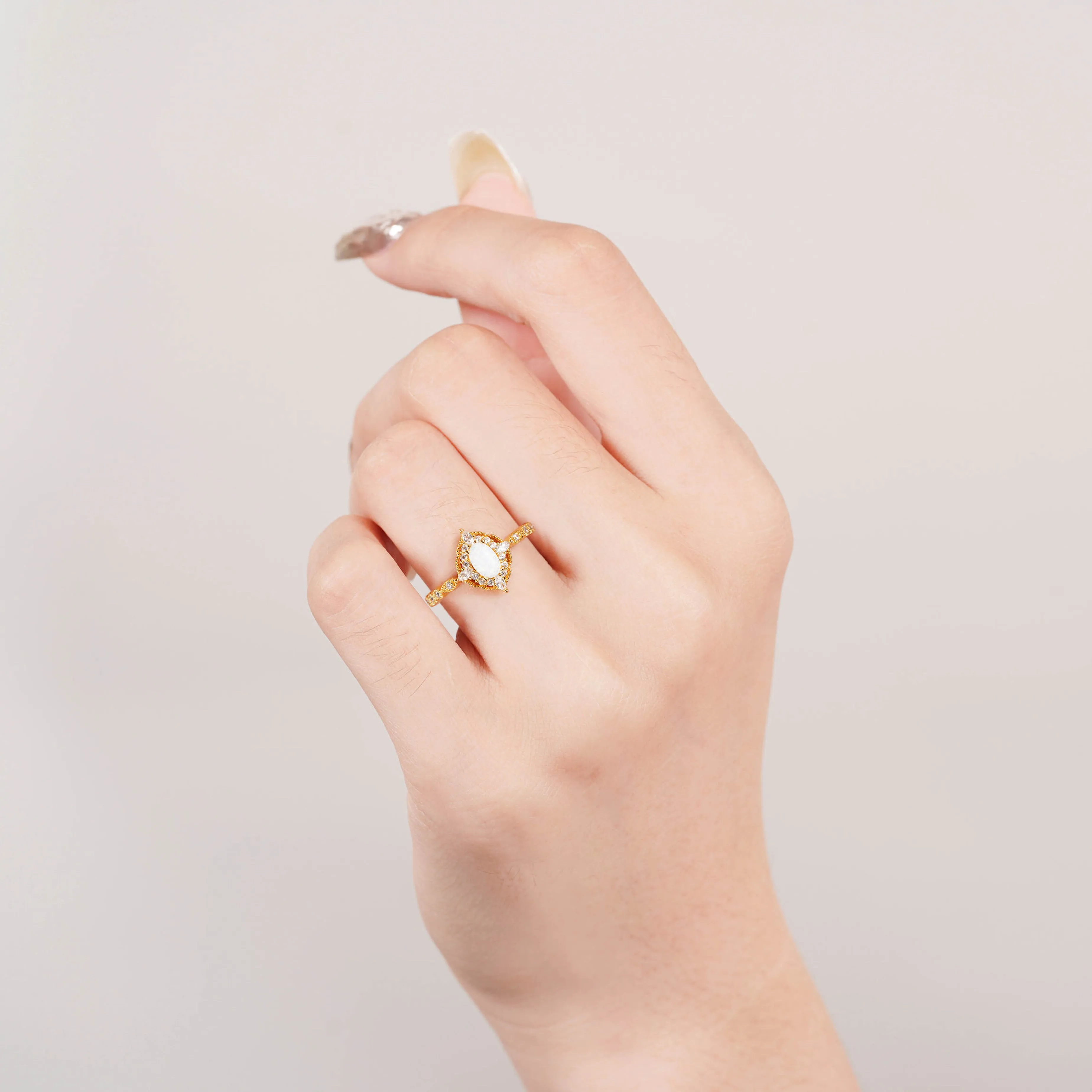 Ash Opal Ring Gold