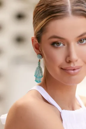 Beaded Tassel Event Earrings | Teal