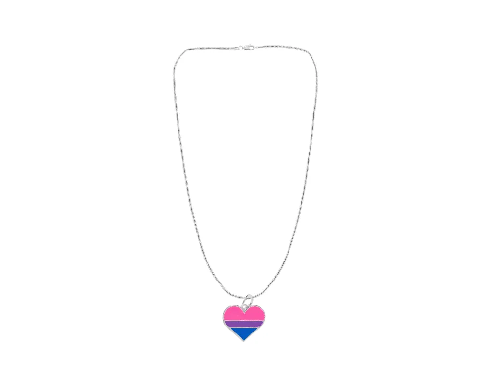 Bisexual Heart Charm Necklaces
