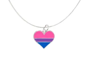 Bisexual Heart Charm Necklaces