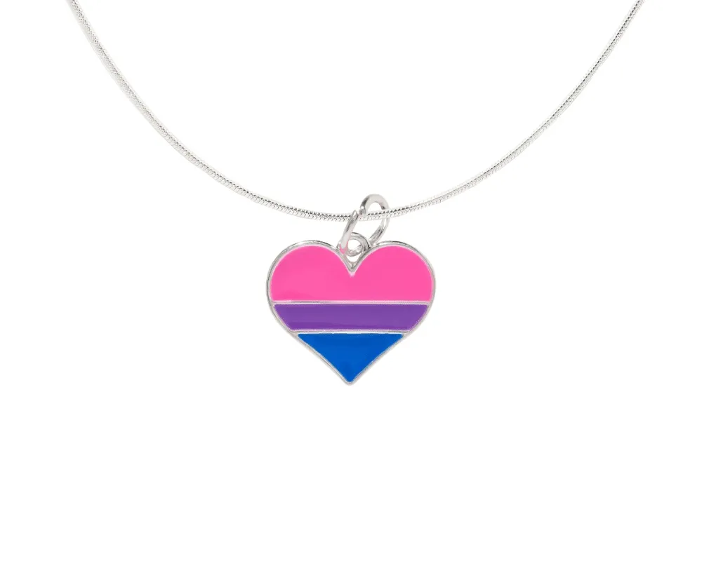 Bisexual Heart Charm Necklaces