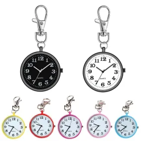 Brooch Fashion Round Dial Quartz Analog Nurse Medical Keychain Pocket Watch