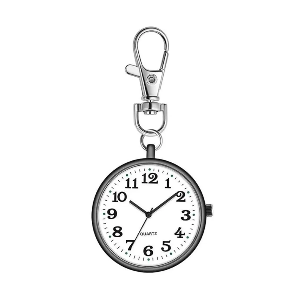 Brooch Fashion Round Dial Quartz Analog Nurse Medical Keychain Pocket Watch