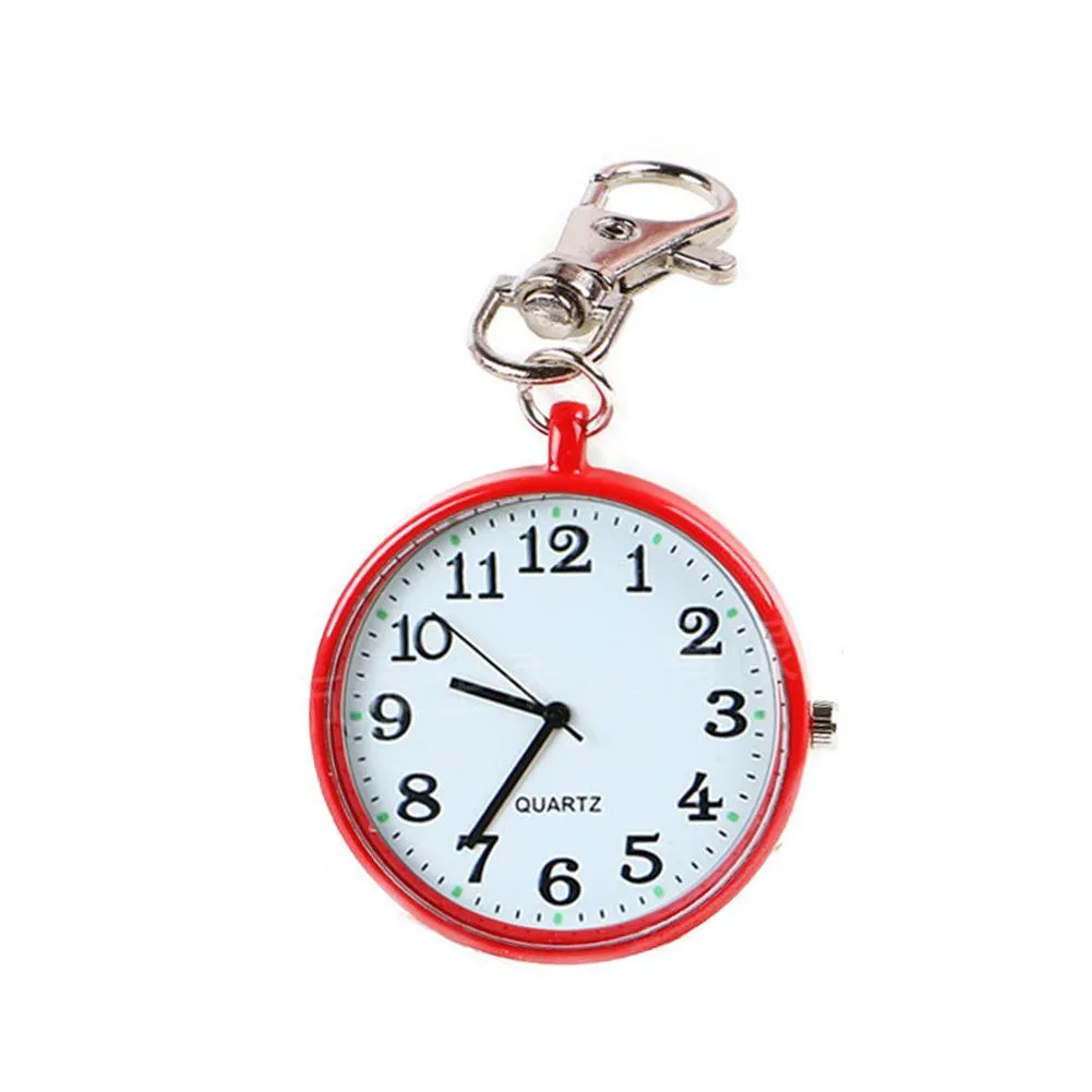 Brooch Fashion Round Dial Quartz Analog Nurse Medical Keychain Pocket Watch