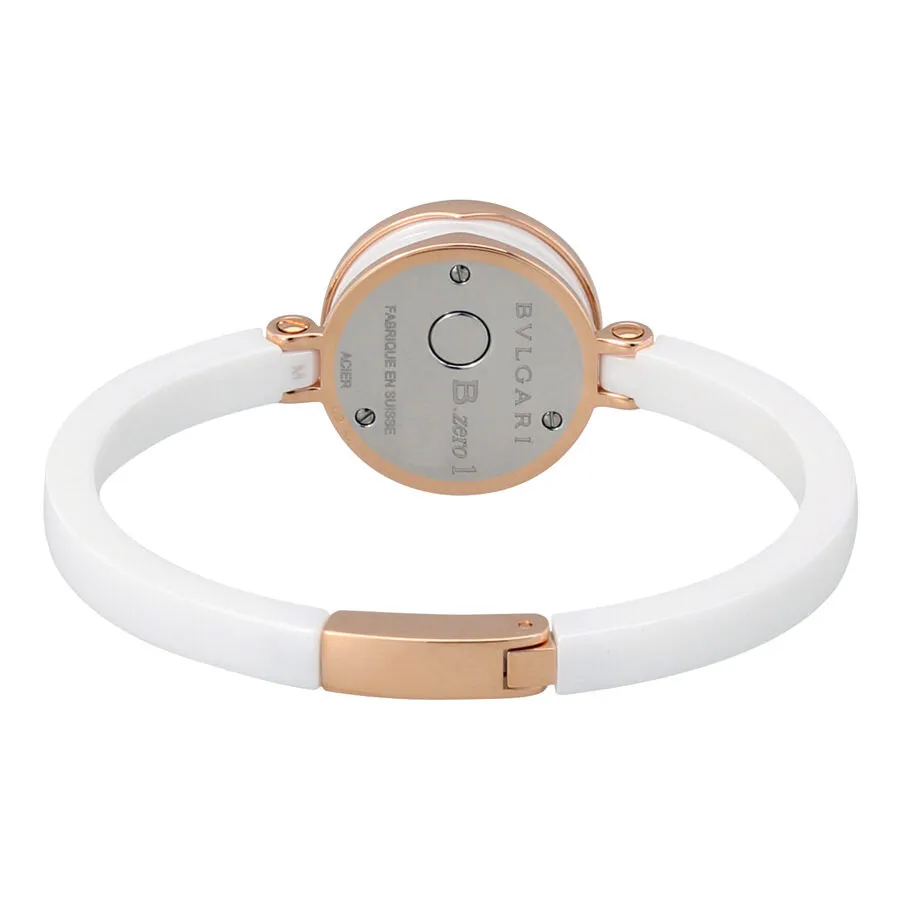 Bvlgari B.zero1 White Lacquered Dial White Ceramic Bangle Bracelet Ladies Watch 102088