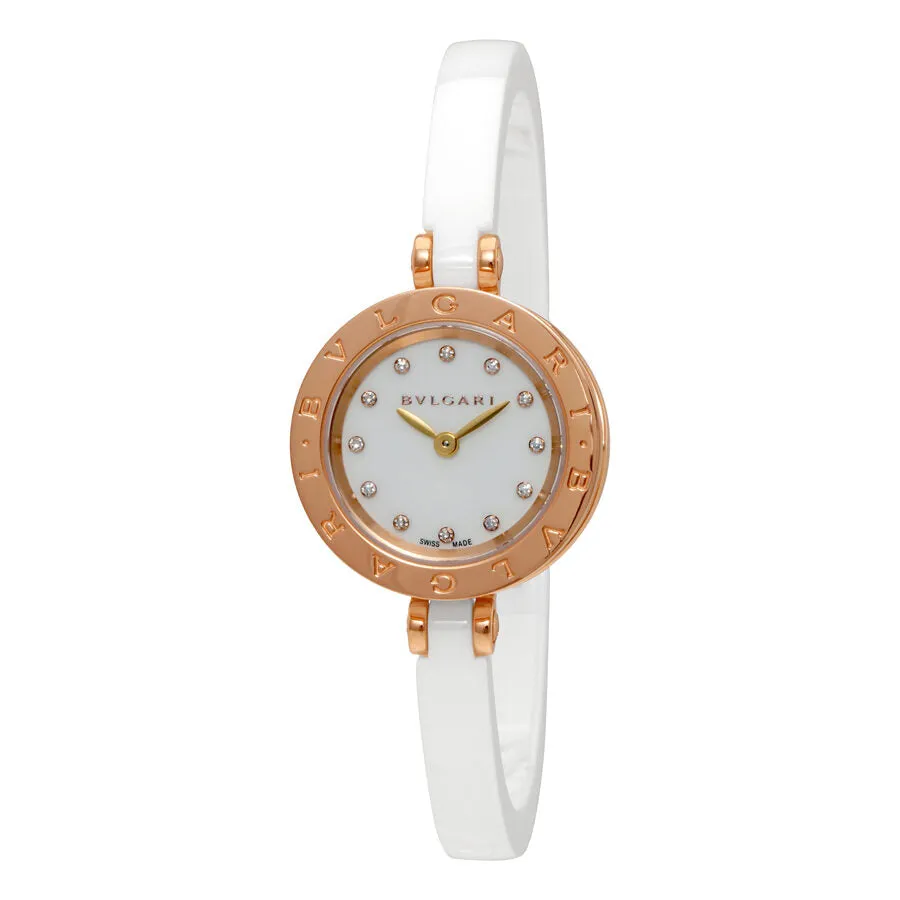 Bvlgari B.zero1 White Lacquered Dial White Ceramic Bangle Bracelet Ladies Watch 102088