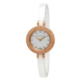 Bvlgari B.zero1 White Lacquered Dial White Ceramic Bangle Bracelet Ladies Watch 102088