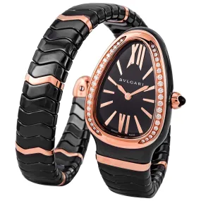 Bvlgari Serpenti Brown Dial Brown Ceramic Ladies Watch 103060