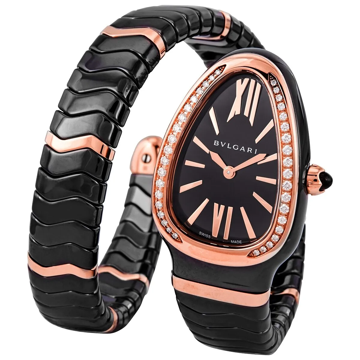 Bvlgari Serpenti Brown Dial Brown Ceramic Ladies Watch 103060