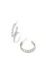 CAILIN CRYSTAL HOOP EARRINGS RHODIUM METAL WHITE CZ