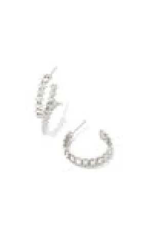 CAILIN CRYSTAL HOOP EARRINGS RHODIUM METAL WHITE CZ