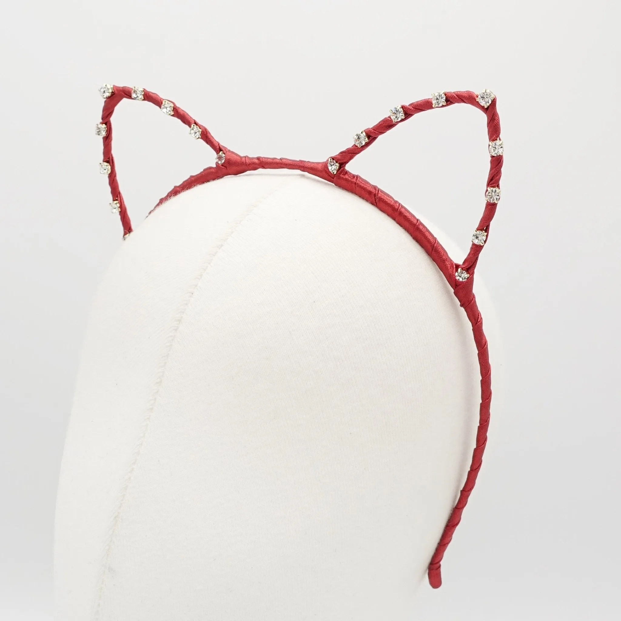 cat ear headband rhinestone embellished hairband crystal wrapping woman hair accessory