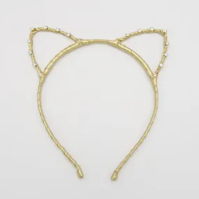 cat ear headband rhinestone embellished hairband crystal wrapping woman hair accessory