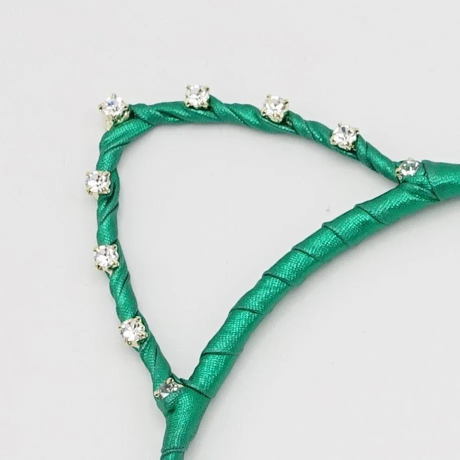cat ear headband rhinestone embellished hairband crystal wrapping woman hair accessory