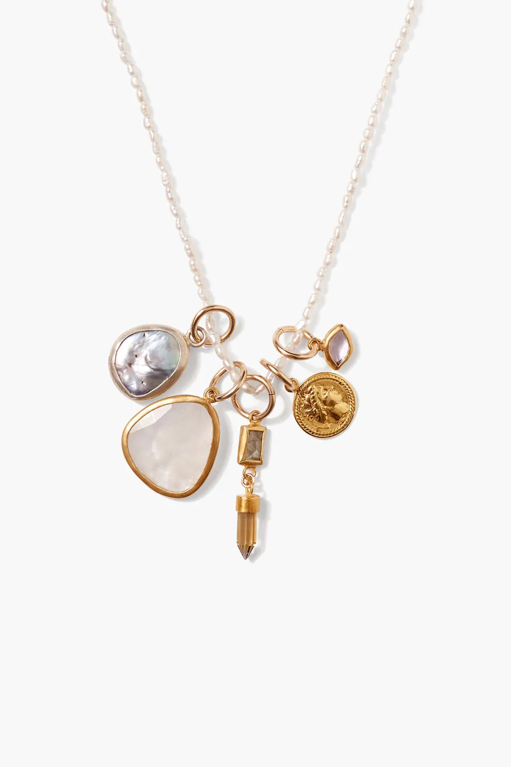 Chan Luu - Hypatia Charm White Pearl Mix Necklace
