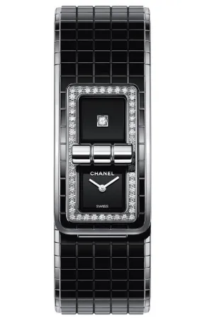 Chanel Code Coco Black Diamond Dial Ladies Steel and Ceramic Watch H5148