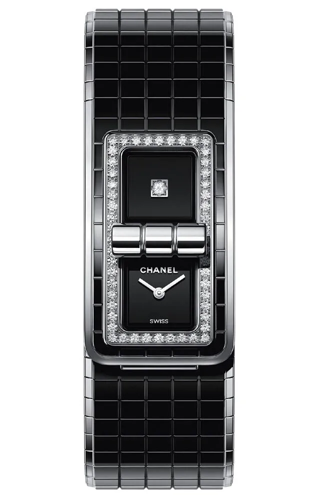 Chanel Code Coco Black Diamond Dial Ladies Steel and Ceramic Watch H5148