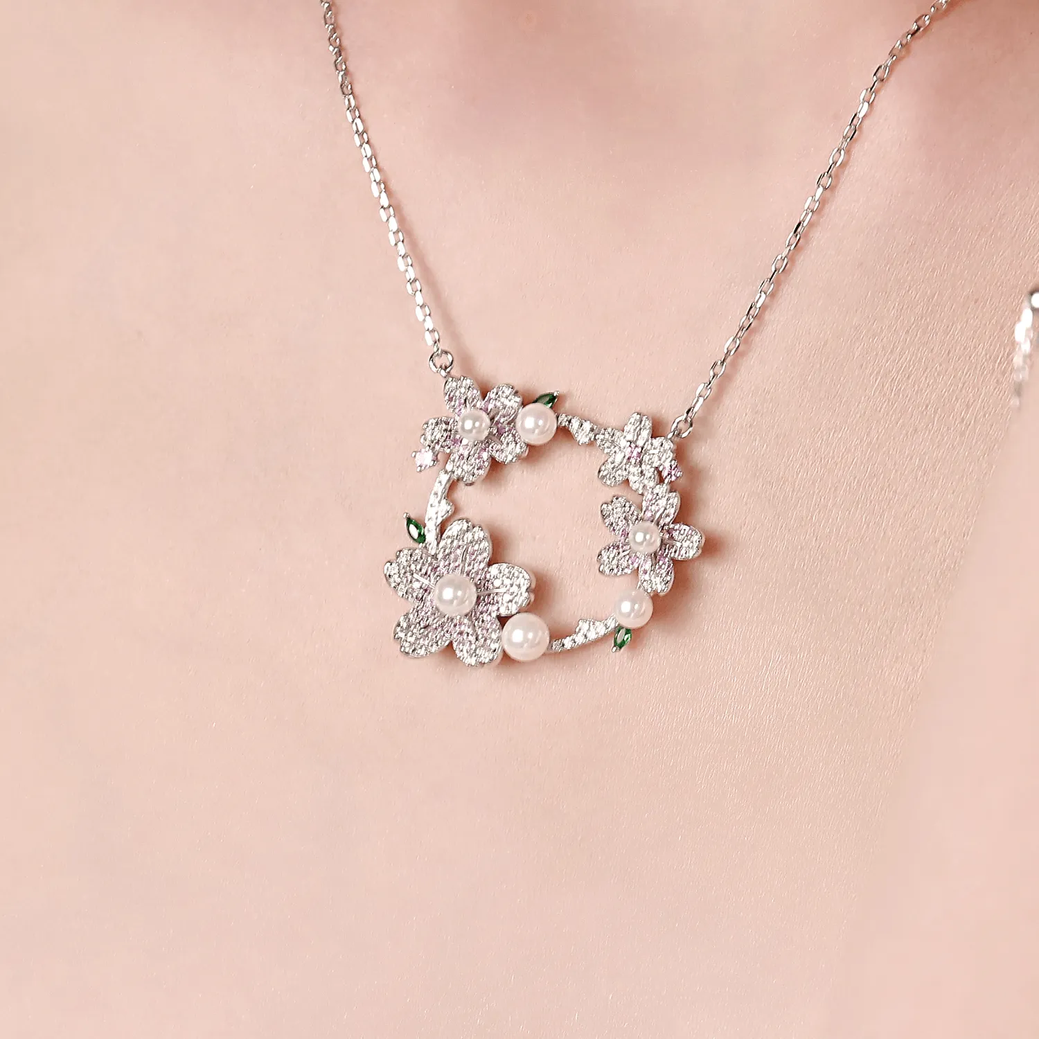 Cherry Blossom Pendant Necklace