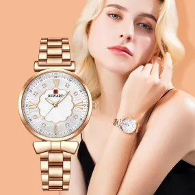 Chic Flower Dial with Rhinestone Inlay Ultra-thin Luminous Quartz Watches