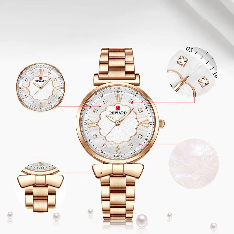 Chic Flower Dial with Rhinestone Inlay Ultra-thin Luminous Quartz Watches