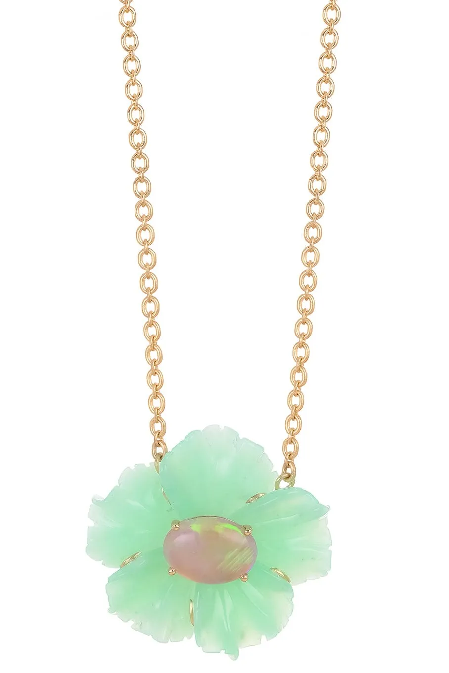 Chrysoprase Tropical Flower Necklace