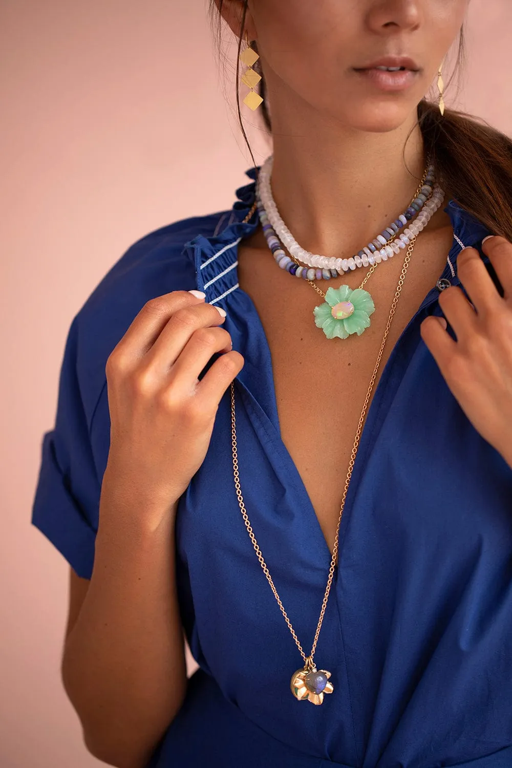Chrysoprase Tropical Flower Necklace