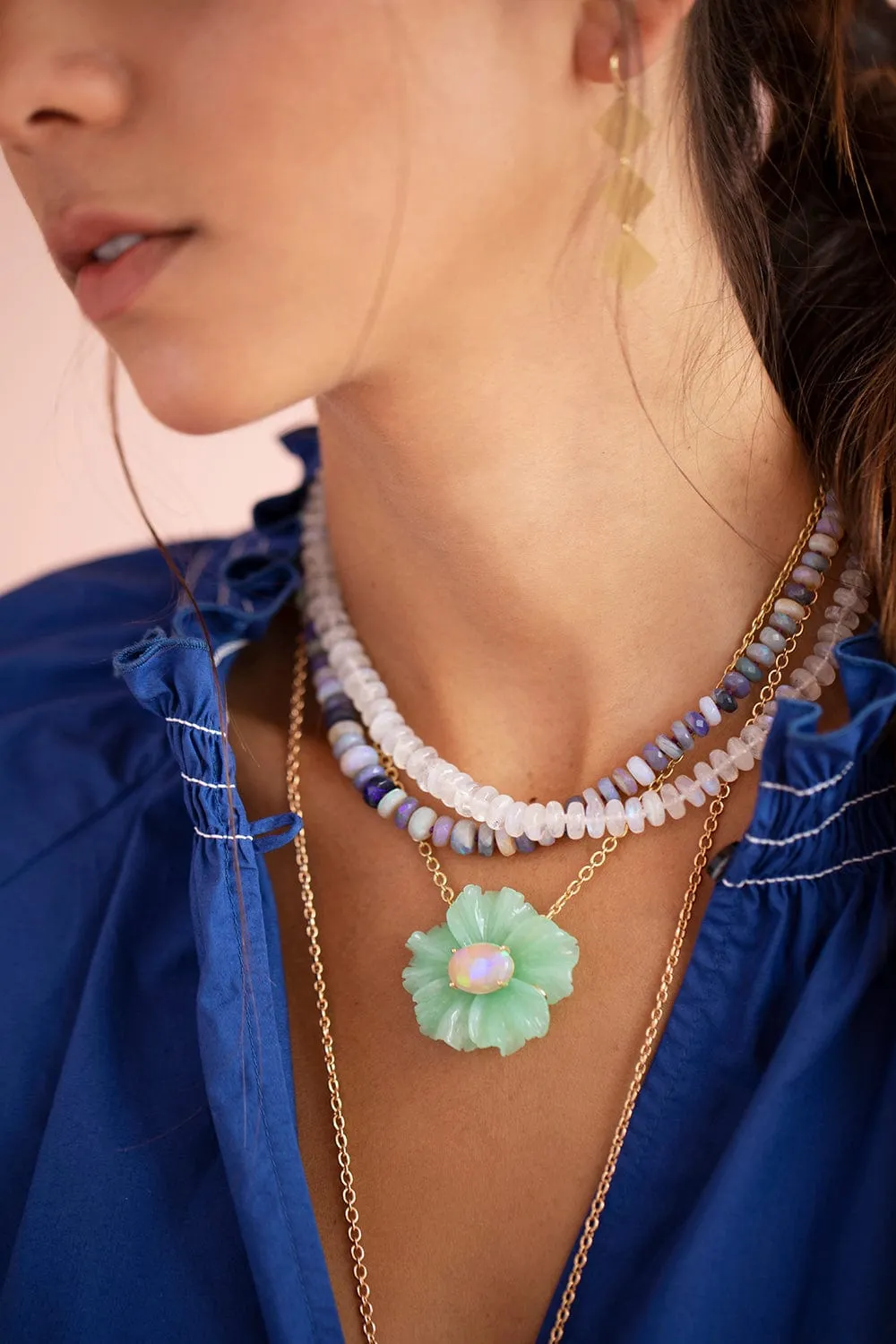 Chrysoprase Tropical Flower Necklace