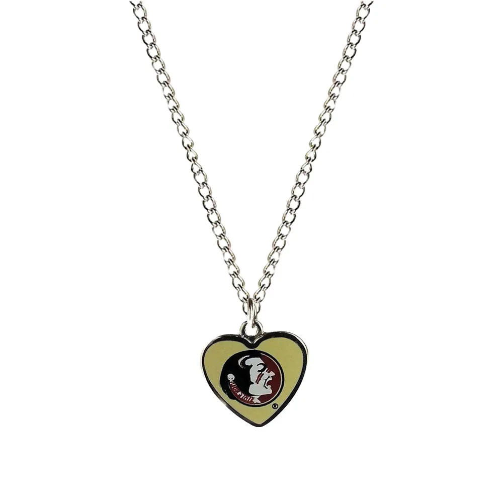 Cleanlapsports NCAA Florida State Team Logo Heart Shaped Pendant Necklace Charm Gift