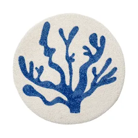 Coral Hand Beaded Placemat, Cobalt